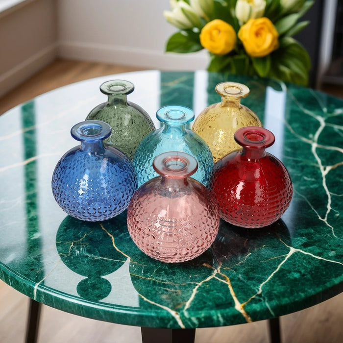 Set of 6 Mini Recycled Glass Bottles – Sustainable Decor Ideas 