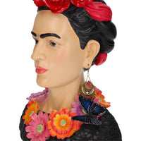 Busto Decorativo di Donna in Resina Colorata con Orecchini