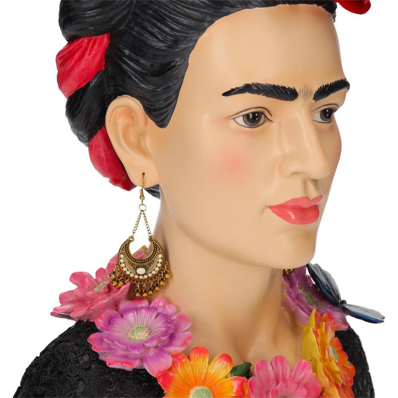 Busto Decorativo di Donna in Resina Colorata con Orecchini