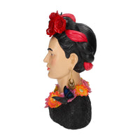 Busto Decorativo di Donna in Resina Colorata con Orecchini