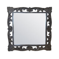 Specchiera Quadrata In Legno Marrone Scuro, Elegante Per Salotti E Ingressi