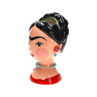 Vaso in Ceramica a Forma di Busto di Donna con Farfalle