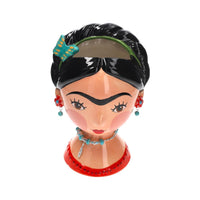 Vaso in Ceramica a Forma di Busto di Donna con Farfalle