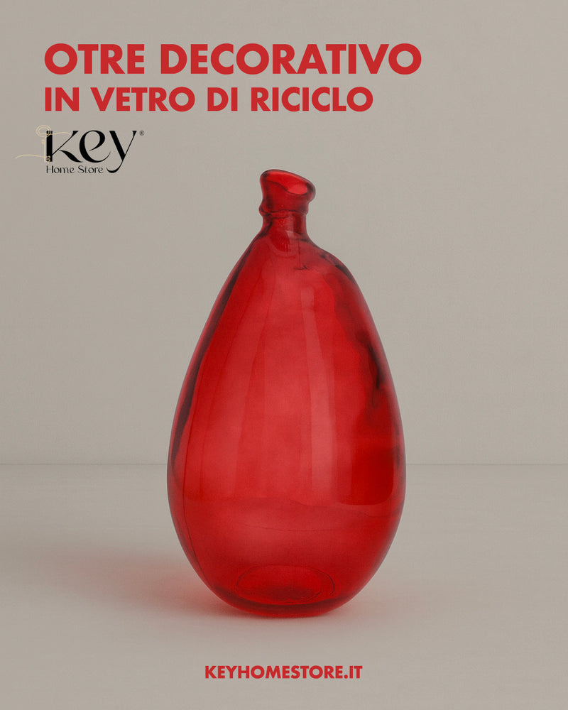 Otre Rosso in Vetro. Contenitore e vaso Decorativo in Vetro per Casa e Arredamento Elegante